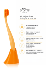 Promis Box Turuncu Diş Fırçası + Antibakteriyel Stand – 6750 Yumuşak Kıl, Biyoplastik Sap
