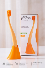 Promis Box Turuncu Diş Fırçası + Antibakteriyel Stand – 6750 Yumuşak Kıl, Biyoplastik Sap