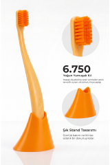 Promis Box Turuncu Diş Fırçası + Antibakteriyel Stand – 6750 Yumuşak Kıl, Biyoplastik Sap
