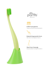 Promis Box Yeşil Diş Fırçası + Antibakteriyel Stand – 6750 Yumuşak Kıl, Biyoplastik Sap