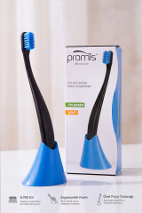 Promis Box Siyah Diş Fırçası + Antibakteriyel Stand – 6750 Yumuşak Kıl, Biyoplastik Sap