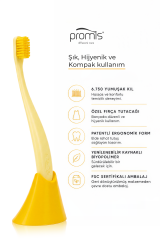 Promis BoxSarı Diş Fırçası + Antibakteriyel Stand – 6750 Yumuşak Kıl, Biyoplastik Sap